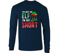 I'm Not An Elf I'm Just Short Jumper, Christmas Secret Santa Joke Xmas Tree Day Santa Hat Winter Festival Celebration Party Wear Gym Workout Adult Kids Unisex Sweatshirt Top Navy