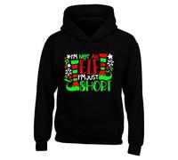 IM not an Elf Im Just Short Merry Christmas Hoodie, Happy New Year Funny Santa Helper Elf Xmas Gift Kids Adults Unisex Hoodie(3XL, Black)