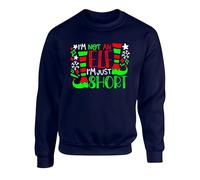 Im Not An Elf Im Just Short Merry Christmas Jumper, Funny Santa Elf Xmas Gift Boys Girls Party Dress Kids Adults Unisex Sweatshirt(S, Navy)