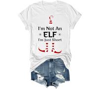 Im Not an Elf Im Just Short Shirt Funny Christmas Xmas Family Pajamas Clothes for Women Men White