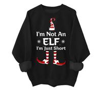 Im Not An Elf Im Just Short Sweatshirt Funny Christmas Xmas Family Pajamas Sweaters For Women Men Black
