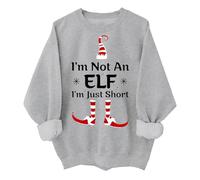 Im Not An Elf Im Just Short Sweatshirt Funny Christmas Xmas Family Pajamas Sweaters For Women Men Grey