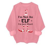 Im Not An Elf Im Just Short Sweatshirt Funny Christmas Xmas Family Pajamas Sweaters For Women Men Pink