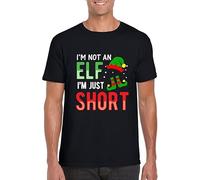 I'm Not an Elf I'm Just Short T-Shirt, Christmas Secret Santa Joke Xmas Day Funny Unisex Kids Adults Top Black 12 Years