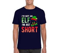 I'm Not an Elf I'm Just Short T-Shirt, Christmas Secret Santa Joke Xmas Day Funny Unisex Kids Adults Top Navy XXL