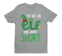 I'm Not an Elf I'm Just Short - Xmas - Funny Graphic Men's T-Shirt - Casual Printed Tee - Great Gift for Dad, Husband or Brother - Silver - 2XL