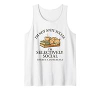 I'm Not Anti-Social Selectively Social Cat Books Coffee Tank Top