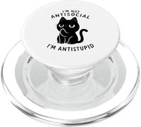 Im Not Antisocial Im Antistupid Black Cat Humor PopSockets PopGrip for MagSafe