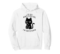 Im Not Antisocial Im Antistupid Black Cat Humor Pullover Hoodie