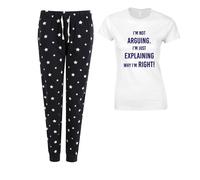60 Second Makeover Limited I'm Not Arguing I'm Just Explaining Why I'm Right Ladies Navy Blue Star Pyjama Set