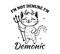 I'm not Demure I'm Demonic cat Hilarious Typography Funny Animal Vintage cat Vinyl Art Sticker 42x48.7cm Do not Damage The Wall Surface Black