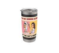 I'm Not Drinking Alone If The Cat's Home Retro Cocktail Stainless Steel Insulated Tumbler