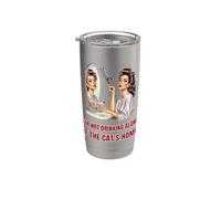 I'm Not Drinking Alone If The Cat's Home Retro Cocktail Stainless Steel Insulated Tumbler