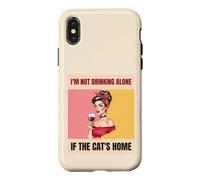 I'm Not Drinking Alone If The Cat's Home Retro Wine Lover Case for iPhone X/XS