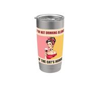 I'm Not Drinking Alone If The Cat's Home Retro Wine Lover Stainless Steel Insulated Tumbler