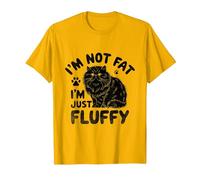 I'm Not Fat I'm Just Fluffy Persian Longhair Cat T-Shirt, Men, Golden Yellow, Large