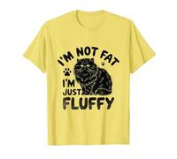 I'm Not Fat I'm Just Fluffy Persian Longhair Cat T-Shirt, Men, Lemon Yellow, Large