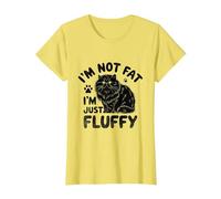 I'm Not Fat I'm Just Fluffy Persian Longhair Cat T-Shirt, Women, Lemon Yellow, Medium