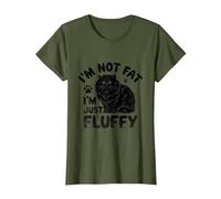 I'm Not Fat I'm Just Fluffy Persian Longhair Cat T-Shirt, Women, Olive Green, X-Large