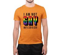 I'm Not Gay But 20 is 20 Novelty Tee LGBTQ Pride Clothing Funny Tops LGBT Pride Novelty T-Shirts Personalised Tshirt (L,Orange)