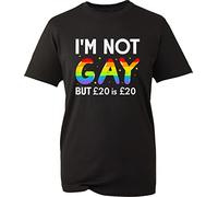 I'm Not Gay But 20£ is 20£ T-Shirt Gay Pride LGBTQI Funny Offensive Unisex Gift Tee Top (Black, 2XL)
