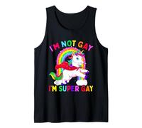 I'm Not Gay I'm Super Gay Unicorn LGBT Pride Flag Rainbow Tank Top