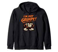 I'm Not Grumpy Monkey Funny Moody Joke Mental Health Zip Hoodie