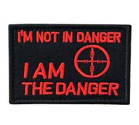 I'm Not in Danger, I Am The Danger Patch Embroidered Tactical Applique Army Morale Hook & Loop Emblem, Red