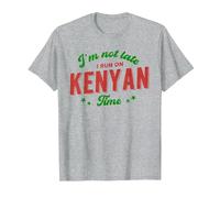 I'm NOT Late I'm ON Kenyan TIME - Funny Proud Kenya Flag T-Shirt, Men, Heather Grey, Medium