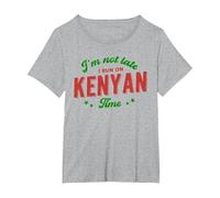 I'm NOT Late I'm ON Kenyan TIME - Funny Proud Kenya Flag T-Shirt, Women's Plus, Heather Grey, 5X