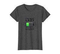 I'm Not Lazy Energy-Saving Mode Funny Battery Quote T-Shirt, Women, Dark Heather Grey, M