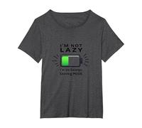 I'm Not Lazy Energy-Saving Mode Funny Battery Quote T-Shirt, Women's Plus, Dark Heather Grey, 4X
