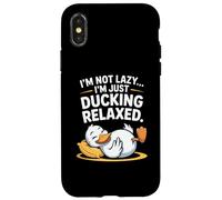 Im Not Lazy Im Just Ducking Relaxed Funny Duck Case for iPhone X/XS