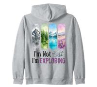 I'm Not Lost I'm Exploring Nature Watercolor Art Zip Hoodie