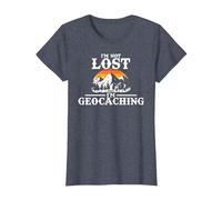 I'm Not Lost I'm Geocaching - Funny Geocaching T-Shirt, Women, Heather Blue, Large