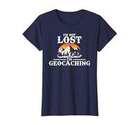 I'm Not Lost I'm Geocaching - Funny Geocaching T-Shirt, Women, Navy Blue, X-Small