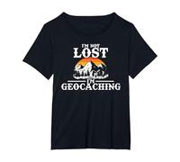 I'm Not Lost I'm Geocaching - Funny Geocaching T-Shirt, Women's Plus, Black, 3X
