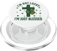 Im Not Lucky Im Just Blessed Christian St Patricks Day Cross PopSockets PopGrip for MagSafe