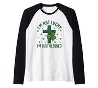Im Not Lucky Im Just Blessed Christian St Patricks Day Cross Raglan Baseball Tee