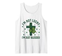 Im Not Lucky Im Just Blessed Christian St Patricks Day Cross Tank Top