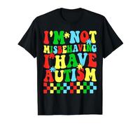 I'm Not Misbehaving I Have Autism Awareness Support Autistic Value Graphic T-Shirt, Men, Black, M