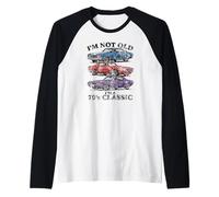 I'm Not Old I'm A 70's Classic Cars Dark Lettering Aged Raglan Baseball Tee