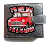 I'm Not Old I'm A Classic Small British Car Anti RFID Theft Wallet Black Soft Leather Large Coin Pocket