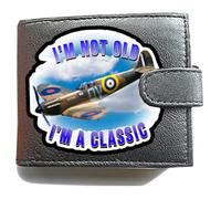 I'm Not Old I'm A Classic Spitfire Aircraft Anti RFID Theft Wallet Black Soft Leather Large Coin Pocket