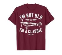 I'm Not Old I'm A Classic. Vintage, Retro Aeroplane Graphic T-Shirt, Men, Burgundy, Medium