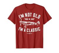 I'm Not Old I'm A Classic. Vintage, Retro Aeroplane Graphic T-Shirt, Men, Cranberry Red, Medium