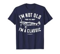 I'm Not Old I'm A Classic. Vintage, Retro Aeroplane Graphic T-Shirt, Men, Navy Blue, Large