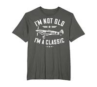 I'm Not Old I'm A Classic. Vintage, Retro Aeroplane Graphic T-Shirt, Men's Big and Tall, Asphalt Grey, 4X Tall