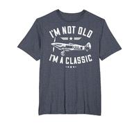 I'm Not Old I'm A Classic. Vintage, Retro Aeroplane Graphic T-Shirt, Men's Big and Tall, Heather Blue, 2X Tall