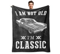 I'm Not Old I'm Classic Funny Car Graphic Soft Warm Blanket, Fleece Blanket Gifts for Man Adult, Fun Throw Blanket for Dad Grandpa Uncle Brother Son Husband for Christmas Birthday 60"X50" - Black